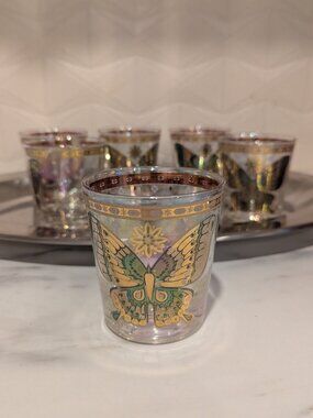 Vintage Cera Butterfly Rock Glasses - Set of 6
